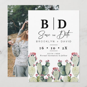 Modern Cactus Photo Wedding Guardar La Tarjeta De 