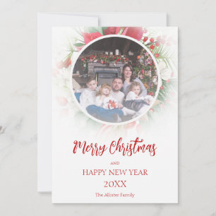 Modern Christmas Poinsettias Frosted Overlay