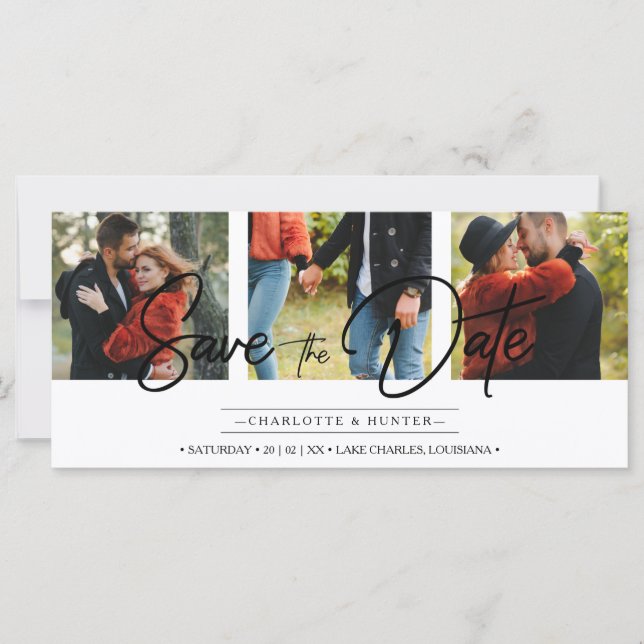 Modern Collage 3 Custom Photos Engagement Couple (Anverso)