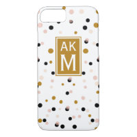 Modern Confetti Dots Monograma iPhone 7 Funda