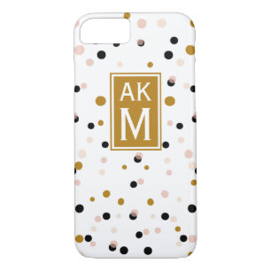 Modern Confetti Dots Monograma iPhone 7 Funda