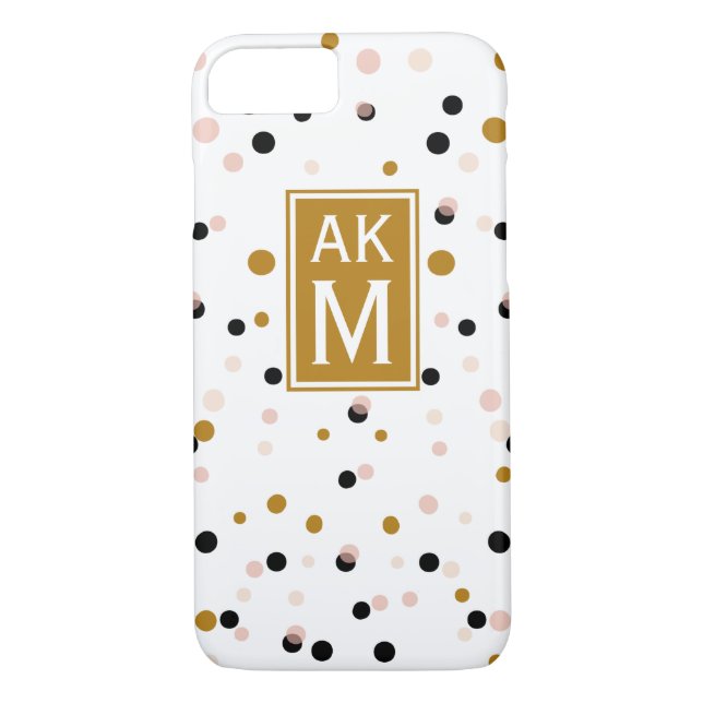 Modern Confetti Dots Monograma iPhone 7 Funda (Reverso)