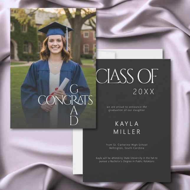 Modern Congrats Grad Graduation Photo Announcement (Subido por el creador)