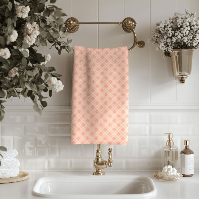 Modern Coral Tartan Towels Cozy and Refined (Modern Coral Tartan Towels Cozy and Refined)