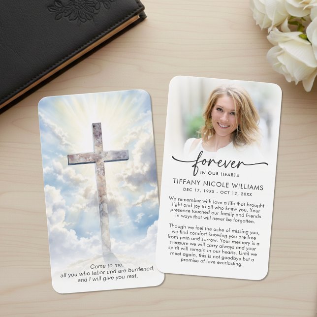 Modern Cross Photo Funeral Sympathy Prayer Cards (Subido por el creador)