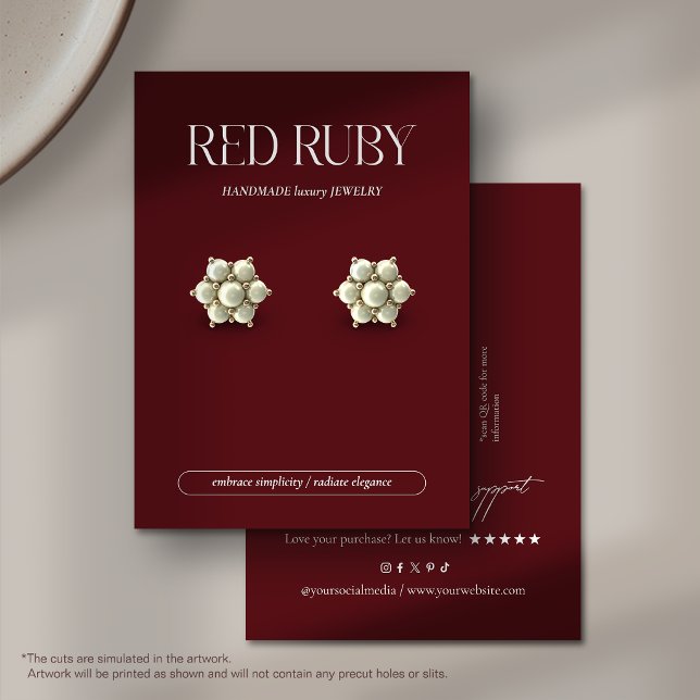 Modern Dark Red Earring Display Card (Subido por el creador)
