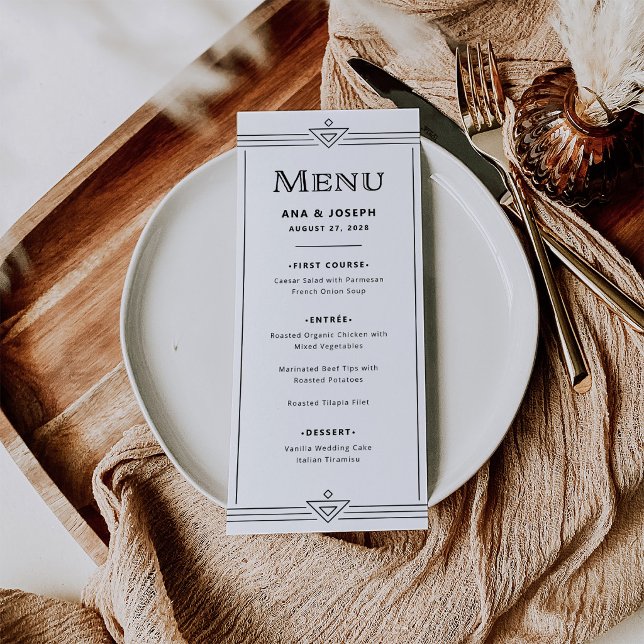 Modern Deco | Menú Clásico de Blanco y Negro (Subido por el creador)