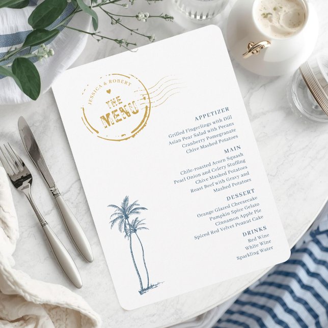 Modern Destination Wedding Menu Card (Unique destination wedding menu card)