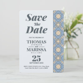 Modern Dusty Blue Art Deco Save the Date QR Code