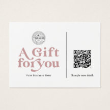 Modern Dusty Pink Typography QR code gift card
