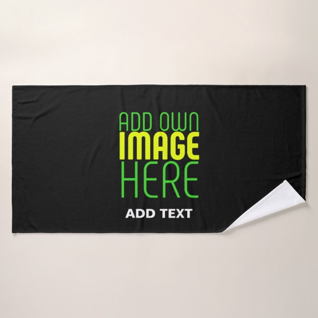 MODERN EDITABLE SIMPLE BLACK IMAGE TEXT TEMPLATE (Toalla de baño)
