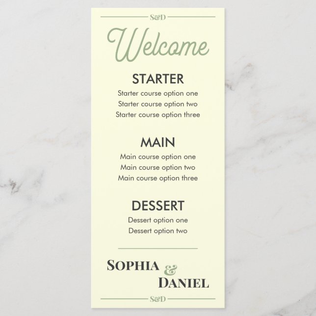 Modern Editable Wedding Menu (Anverso)