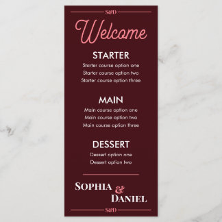 Modern Editable Wedding Menu