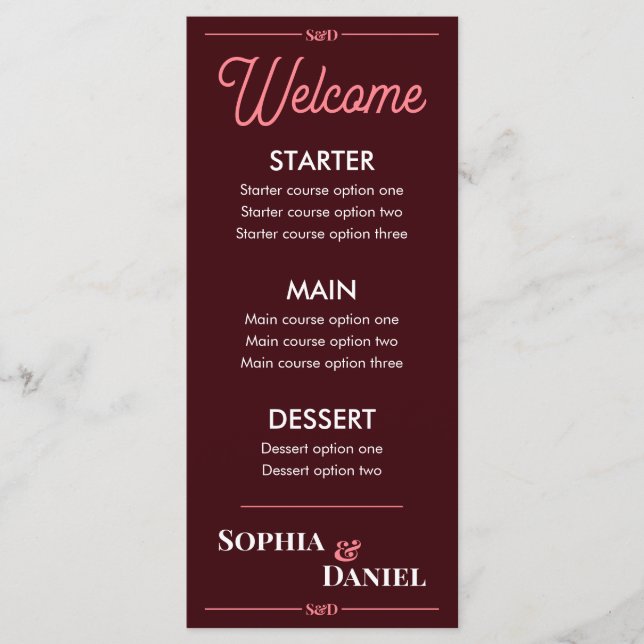 Modern Editable Wedding Menu (Anverso)