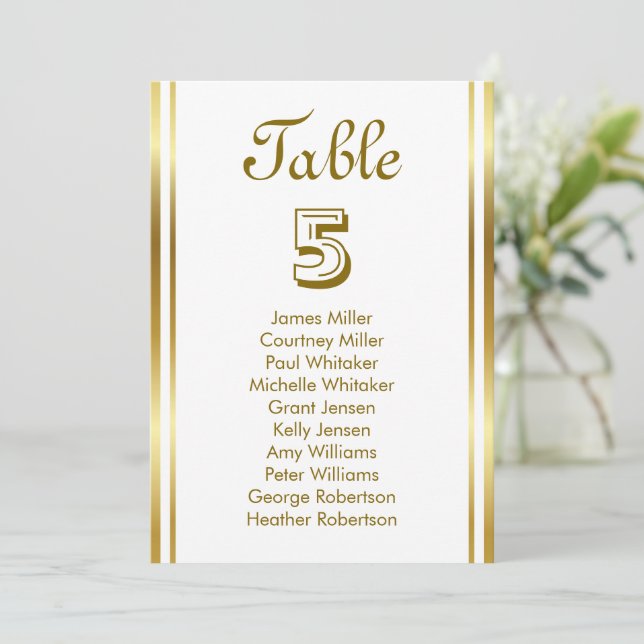 Modern Elegance Gold Table Number Seating (Anverso de pie)
