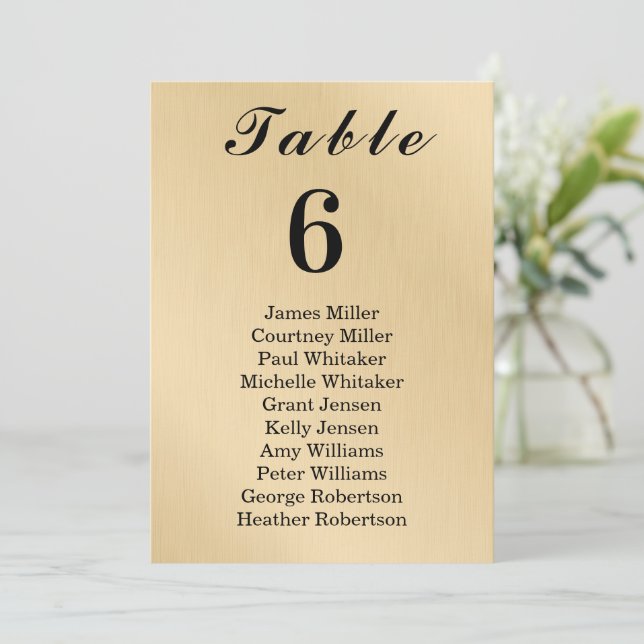 Modern Elegance Gold Table Number Seating Chart (Anverso de pie)