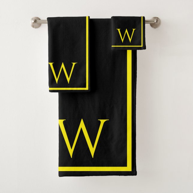 Modern Elegant Black Yellow Monogram Script  (In situ)
