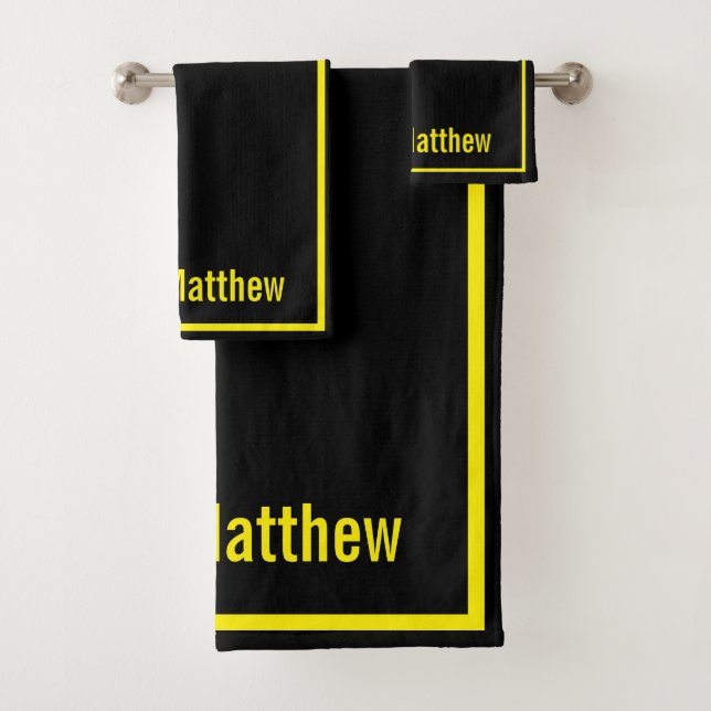 Modern Elegant Black Yellow Monogram Script Name (In situ)