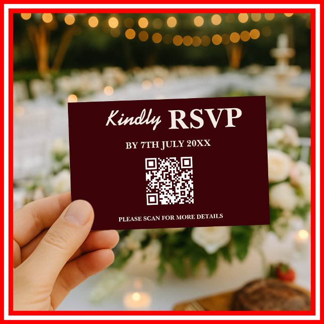 Modern Elegant Burgundy Wedding QR CODE RSVP (Subido por el creador)