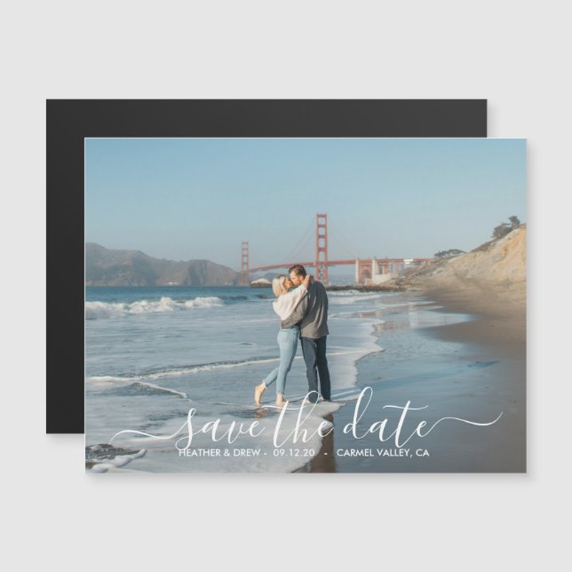 Modern Elegant Calligraphy Save The Date Wedding (Anverso/Reverso)