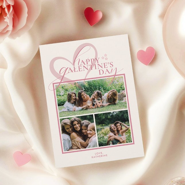 Modern Elegant Chic Photo Galentine's Day Card (Subido por el creador)