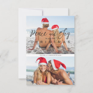 Modern Elegant Collage 2 Photos Couple Christmas