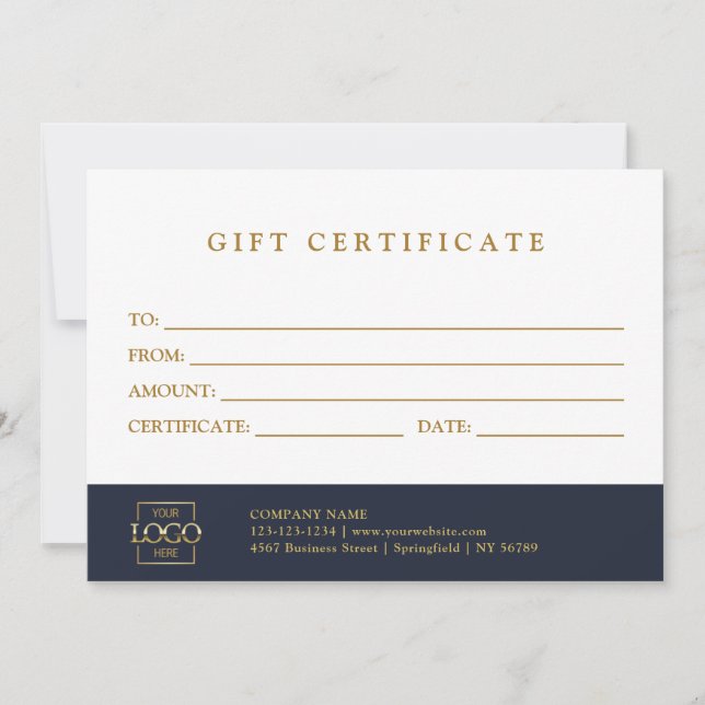 Modern Elegant Custom Business Gift Certificate (Anverso)