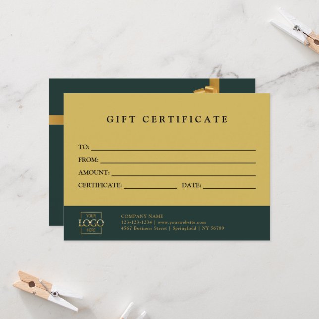 Modern Elegant Custom Business Gift Certificate (Anverso/Reverso In Situ)