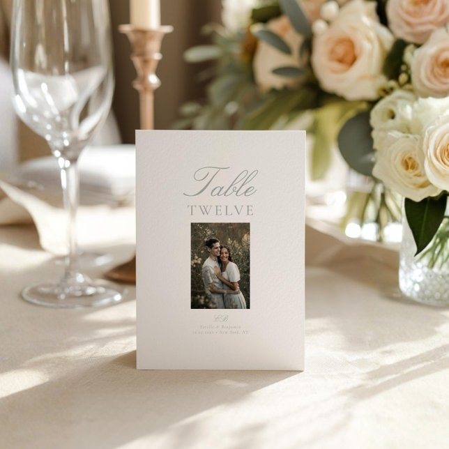 Modern Elegant Photo Wedding Table Number Card (Subido por el creador)