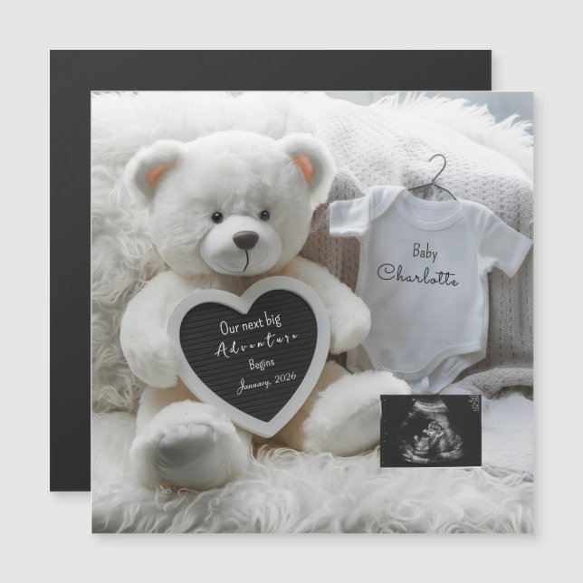 Modern Elegant Pregnancy Announcement Keepsake  (Anverso/Reverso)