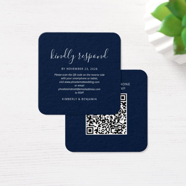 Modern Elegant QR Code Wedding RSVP Card (Escritorio)