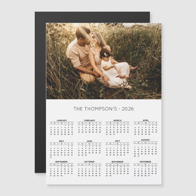 Modern Family Photo 2026 Calendario 12 meses (Anverso/Reverso)