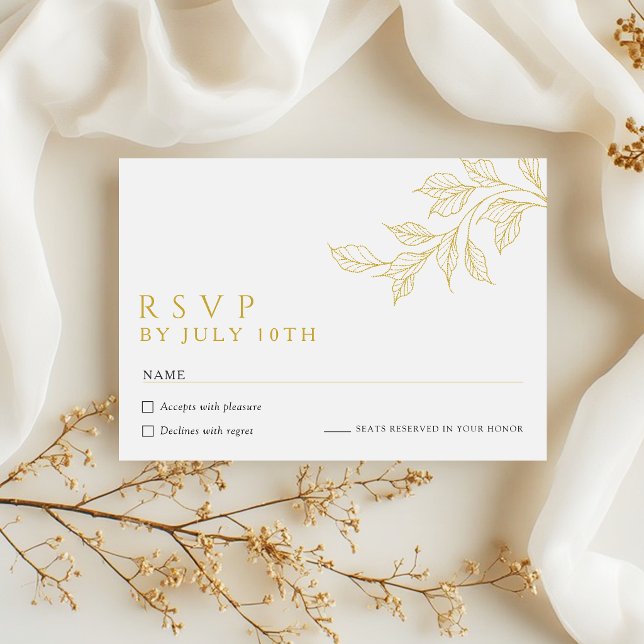 Modern Faux Gold Botanical Wedding RSVP Cards (Subido por el creador)