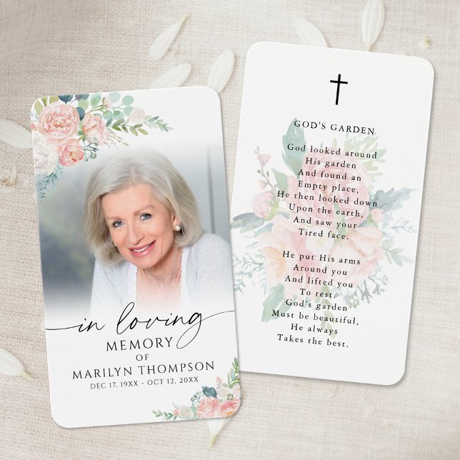 Modern Floral God's Garden Photo Prayer Card (Subido por el creador)
