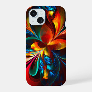 Modern Floral Resumen Art Naranja Patrón Azul #14