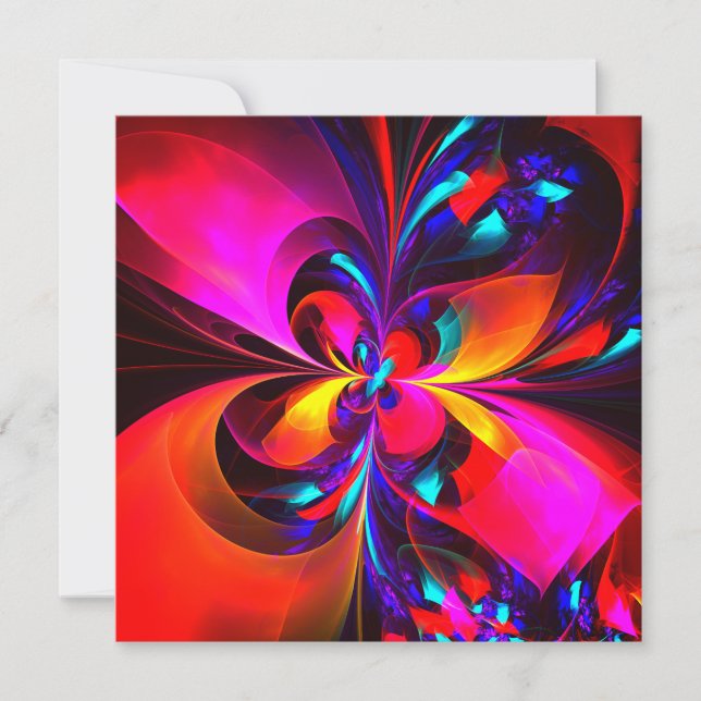 Modern Floral Resumen Arte Patrón Azul Rojo #07 (Anverso)