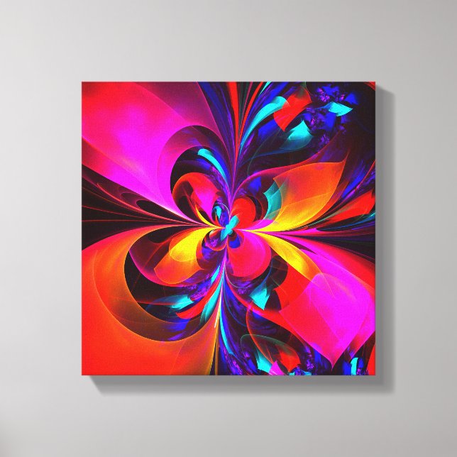 Modern Floral Resumen Arte Patrón Azul Rojo #07 (Anverso)