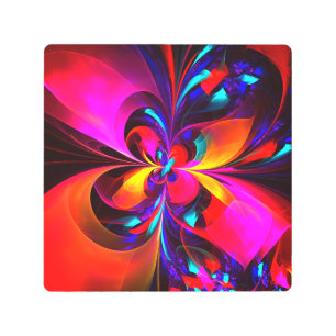 Modern Floral Resumen Arte Patrón Azul Rojo #07
