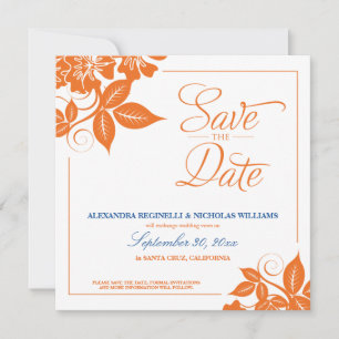 Modern Floral Save the Date Anuncio (naranja)