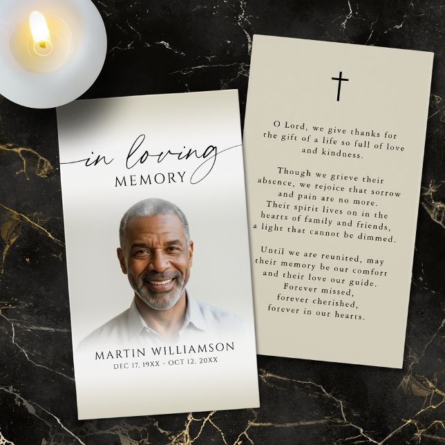 Modern Funeral Sympathy Photo Memorial Prayer Card (Subido por el creador)