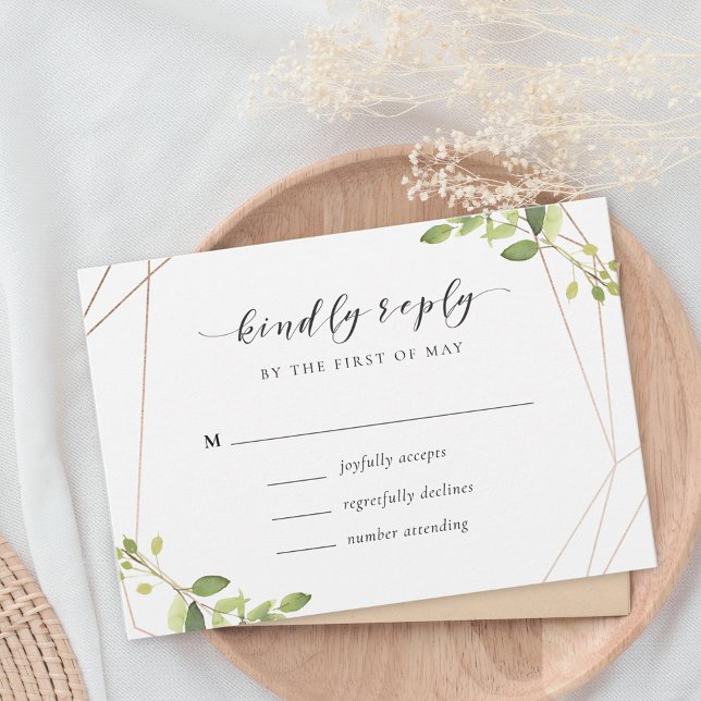 Modern Geometric Greenery Wedding RSVP (Subido por el creador)