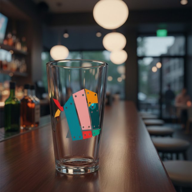 Modern Geometric Industrial Art Beer Glass (Subido por el creador)