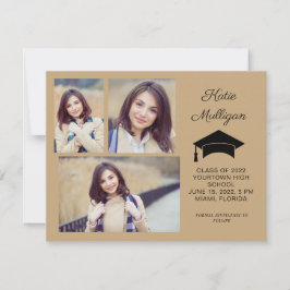 Modern Gold 4 Photo Graduation Save Date 2022