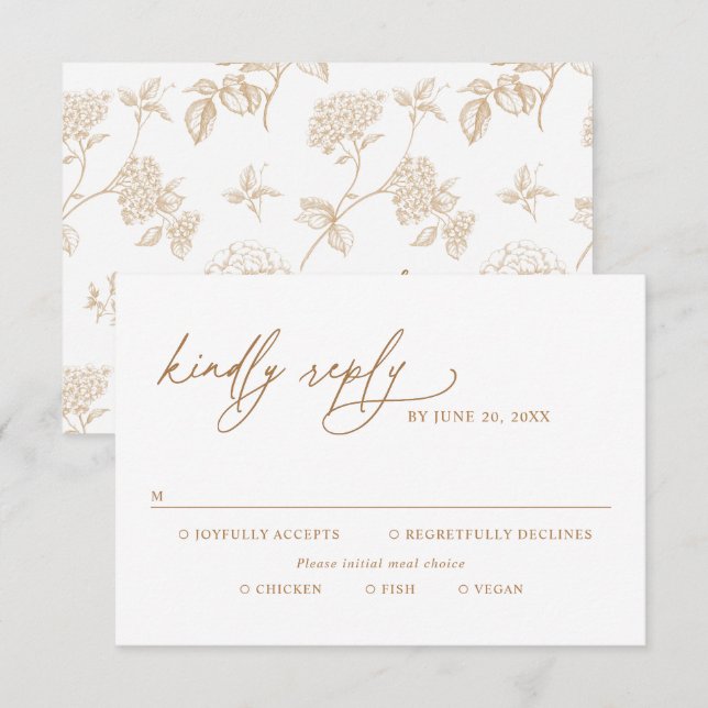 Modern Gold Script Wedding Meal Options RSVP (Anverso / Reverso)