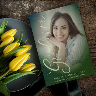 Modern Graduate Photo Elegant Script Calligraphy