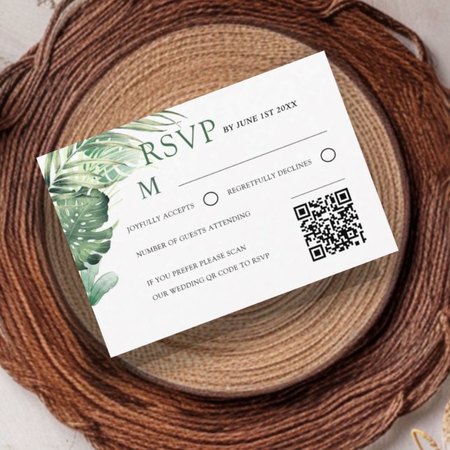 Modern Green Tropical RSVP Wedding  (Subido por el creador)
