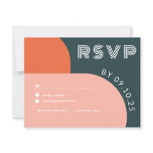 Modern Groovy Arch Retro RSVP Boda de código QR