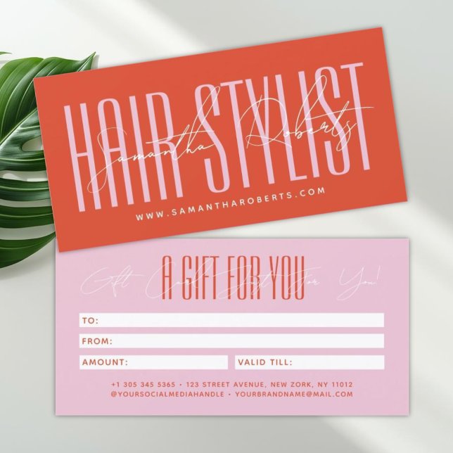 Modern hair stylist script typography gift card (Subido por el creador)