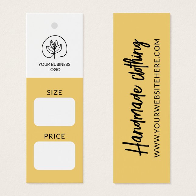 Modern Handmade Clothing Size & Price Tag (Anverso y reverso)