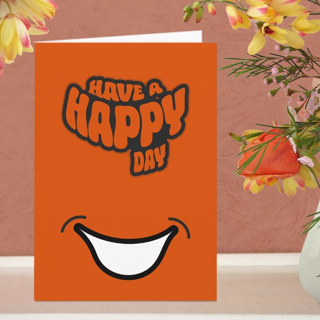 Modern Happy (Birth) Day Textos Doble Tarjeta de S (Greeting Card - Orange)
